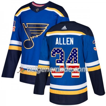 Herren Eishockey St. Louis Blues Trikot Jake Allen 34 Adidas 2017-2018 Blue USA Flag Fashion Authentic